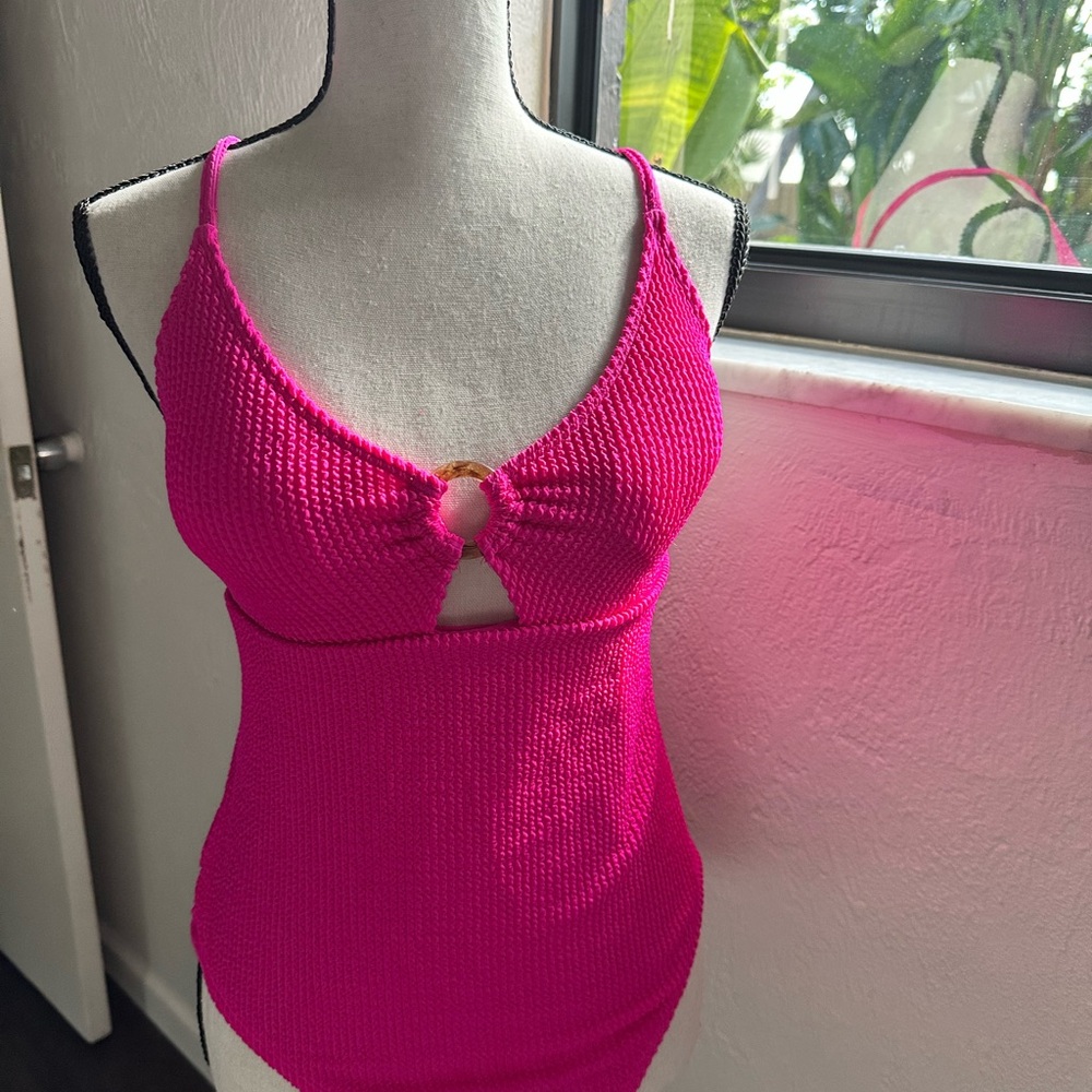 Lucky Brand Fuchsia Knit Swimsuit